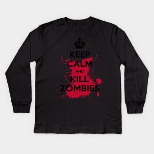 Funny Halloween zombie product - keep calm and kill zombies Kids Long Sleeve T-Shirt